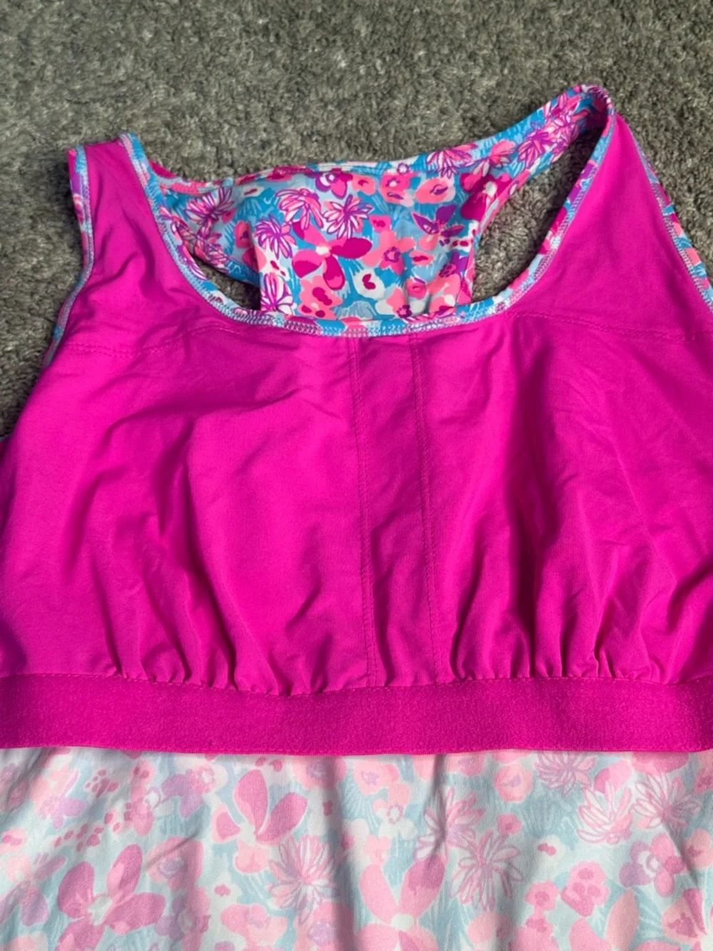 Lilly Pulitzer Luxletic Asana Bra Tank Top Large pink floral UPF 50+ athletic - Picture 15 of 15